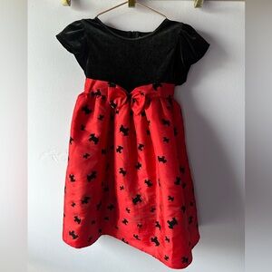 Good Lad Black Velvet Red Scottish Terrier Dogs Dress Size 4